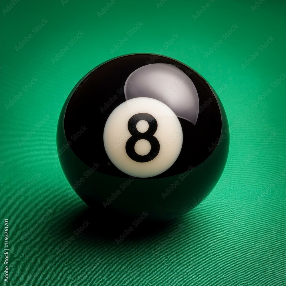 black pool ball isolated on green cloth