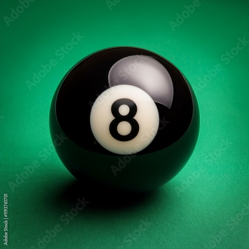 Obraz na płótnie black pool ball isolated on green cloth w salonie