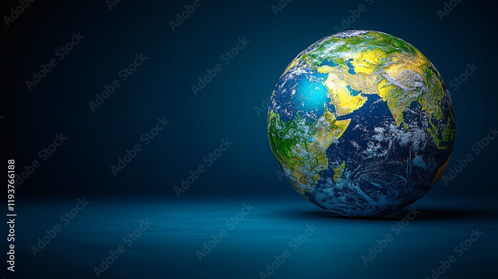 Our Blue Planet: A striking 3D rendering of planet Earth, bathed in soft blue light, against a dark blue backdrop, emphasizing the fragility and importance of our home. Our Blue Planet: A striking 3D rendering of planet Earth, bathed in soft blue light, against a dark blue backdrop, emphasizing the fragility and importance of our home.