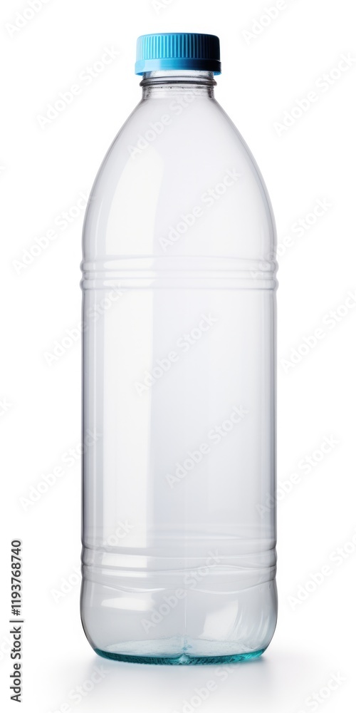 Clean and Empty Plastic Bottle with Cap on White Background, Ideal for Beverages and Drinking Clean and Empty Plastic Bottle with Cap on White Background, Ideal for Beverages and Drinking
