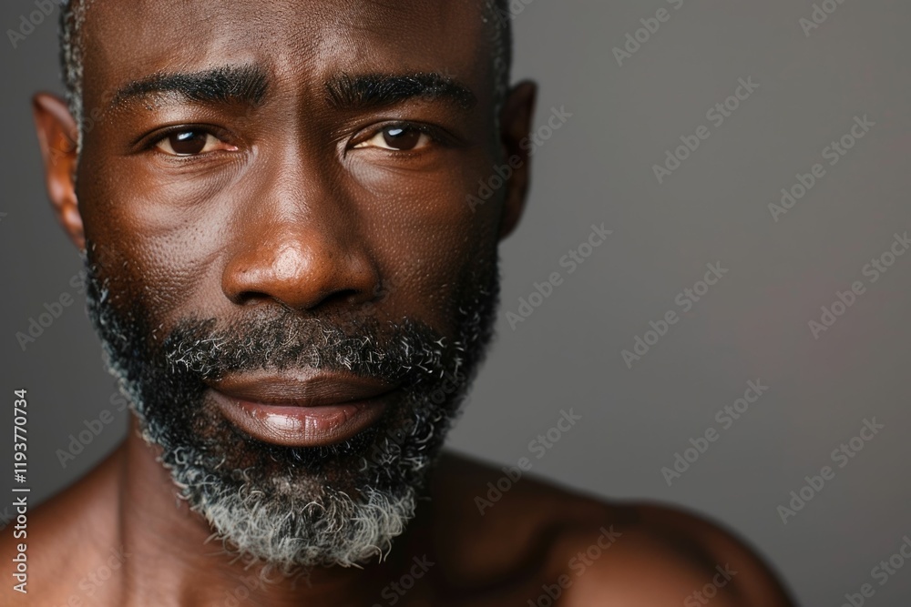 Obraz premium Skincare and self care for senior black mans fresh skin.