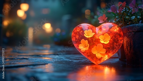 Heart-Shaped Object with Flowers Inside


