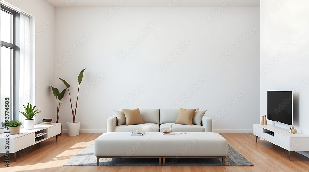 Modern Minimalist Living Room Interior Design: A Bright and Airy Space with Neutral Colors and Elegant Furniture. Perfect for Relaxation and Contemporary Living. Modern Minimalist Living Room Interior Design: A Bright and Airy Space with Neutral Colors and Elegant Furniture. Perfect for Relaxation and Contemporary Living.