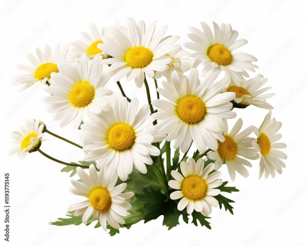 Obraz premium Daisies Isolated on White Background - Perfect for Spring and Summer Floral Designs and Nature-Themed Projects