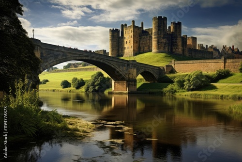 Discovering the beauty of Alnwick Castle: A family-friendly English fortress surrounded by stunning landscape (AR 3:2) photo