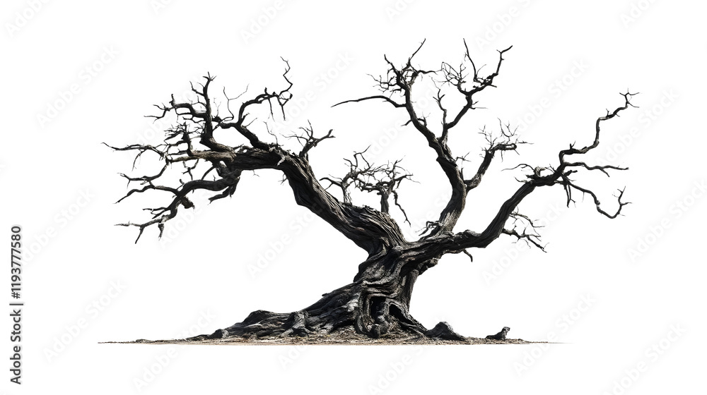 Fototapeta premium old dead spooky tree isolated on white background