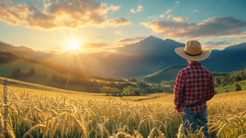 custom made wallpaper toronto digitalgold wheat field with relaxing farmer at agriculture plantation farm in the morning sunrise