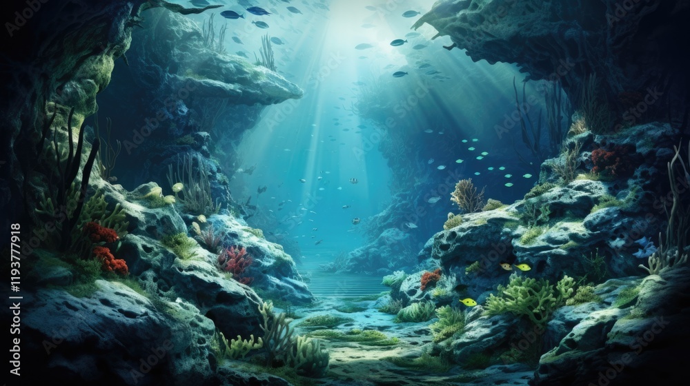 Exploring the Majestic Underwater Mountain: A Scenic Dive into the Coral Reef with Aquatic Life and Aqualung Exploring the Majestic Underwater Mountain: A Scenic Dive into the Coral Reef with Aquatic Life and Aqualung