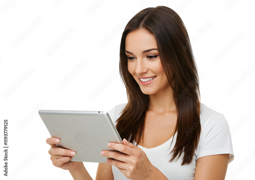 Beautiful smiling woman holding a tablet computer. Beautiful smiling woman holding a tablet computer.