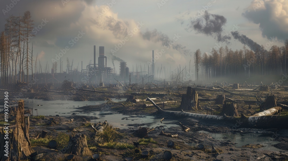 The Scene Includes A Once-Lush Forest Now Ravaged The Scene Includes A Once-Lush Forest Now Ravaged