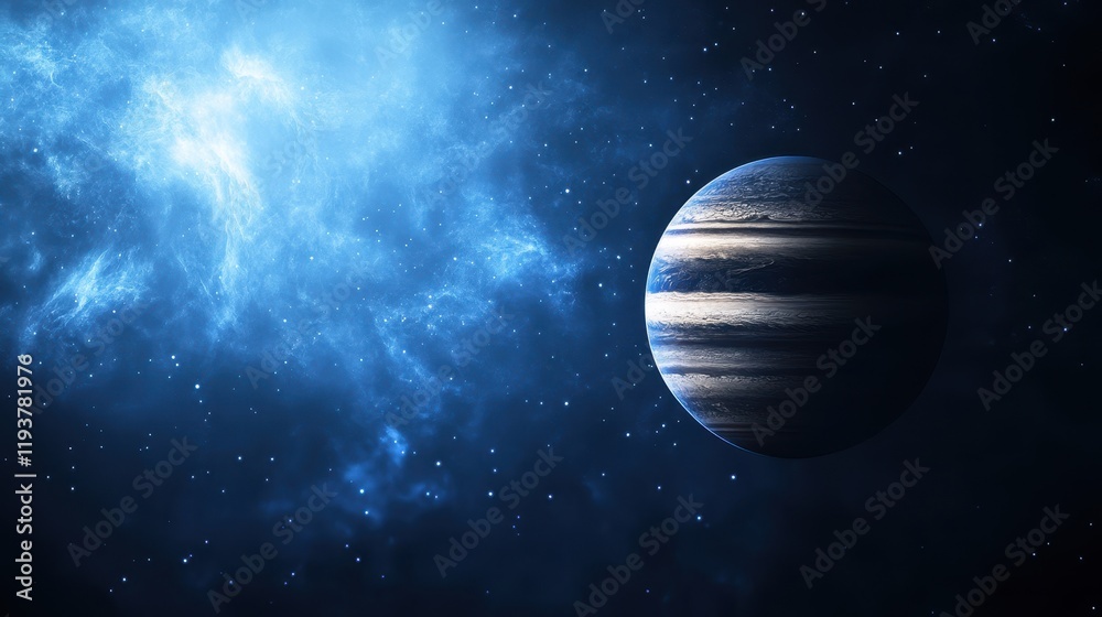Gas Giant Planet in a Nebula Cosmic Scene Gas Giant Planet in a Nebula Cosmic Scene
