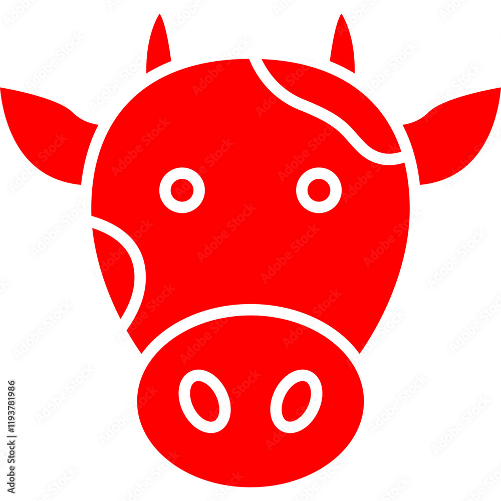 Fototapeta premium Cow Face icon single vector illustration
