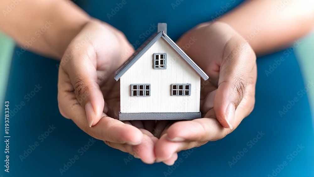 A pair of hands embrace a miniature house, symbolizing the potential of real estate investment. The image conveys hope and opportunity in the world of real estate ownership. A pair of hands embrace a miniature house, symbolizing the potential of real estate investment. The image conveys hope and opportunity in the world of real estate ownership.