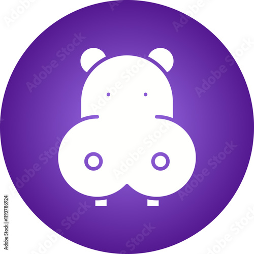 Hippopotamus Face icon single vector illustration