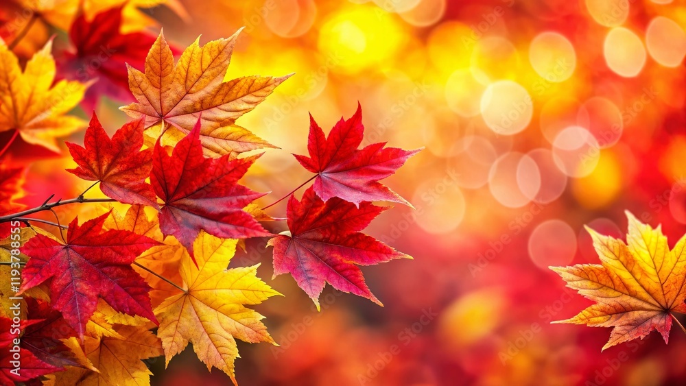 Vibrant Autumn Maple Leaves Macro Photography: Thanksgiving Background with Copy Space Vibrant Autumn Maple Leaves Macro Photography: Thanksgiving Background with Copy Space
