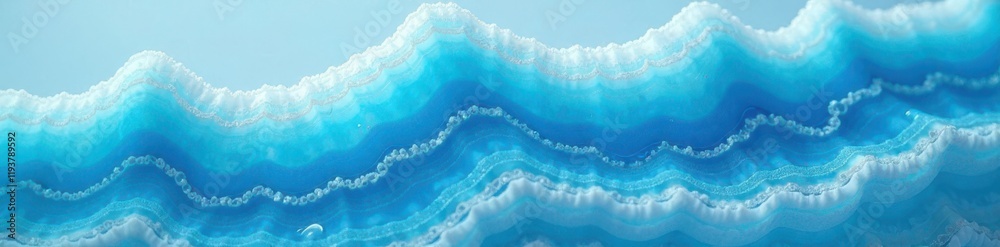 Fototapeta premium Light blue agate, undulating bands, translucent sections , rock, art