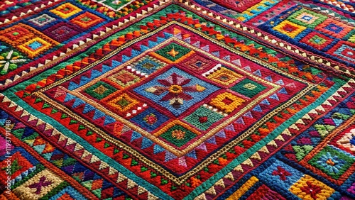 Vibrant Handwoven Rug: Intricate Patterns & Textures for Home Decor