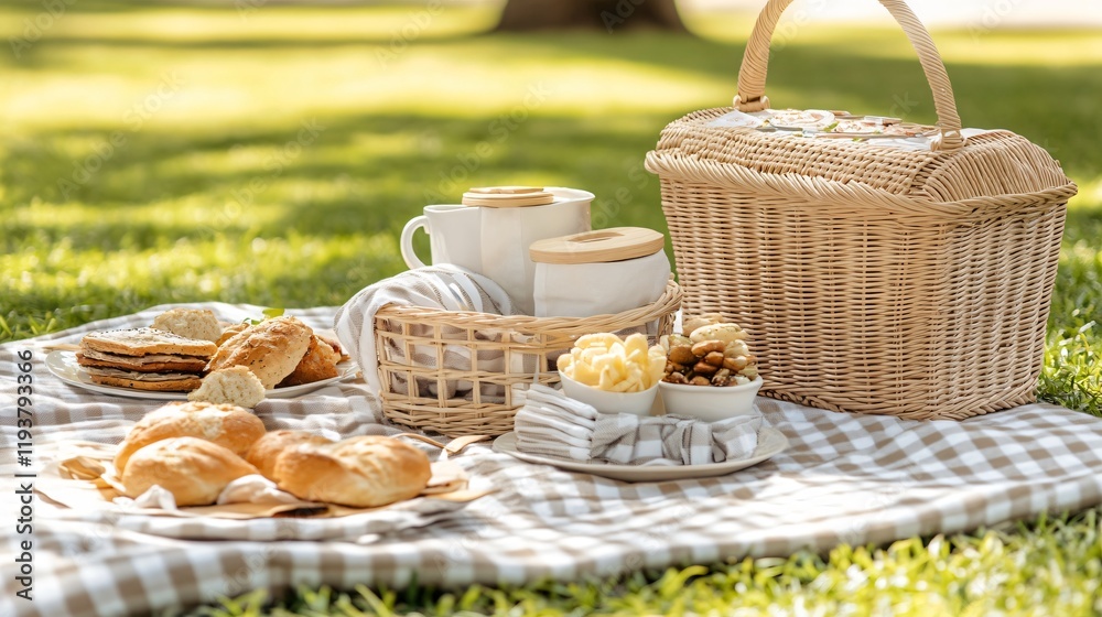 Sunny Park Picnic Basket with Breads and Snacks Sunny Park Picnic Basket with Breads and Snacks