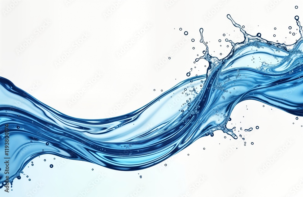 Dynamic blue water swirl, splash isolated on white background. Liquid flows in wave pattern with small bubbles. Visually appealing abstract design. Perfect for water theme products eco concept. Dynamic blue water swirl, splash isolated on white background. Liquid flows in wave pattern with small bubbles. Visually appealing abstract design. Perfect for water theme products eco concept.