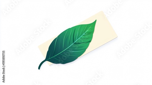 Detailed Bookmark with Leaves Icon Isolated for Design Purposes photo