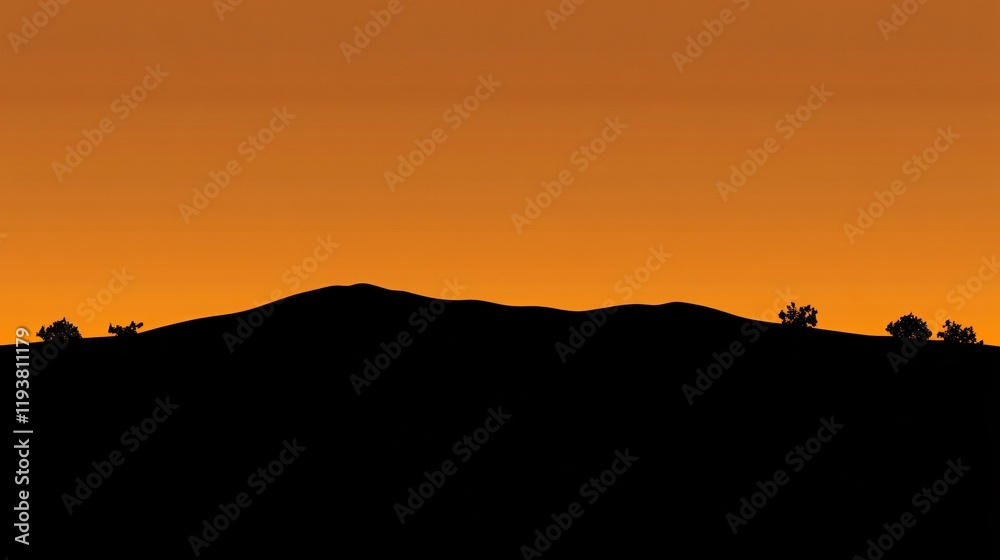 Silhouette Landscape Sunset Mountain Range with Trees Silhouette Landscape Sunset Mountain Range with Trees