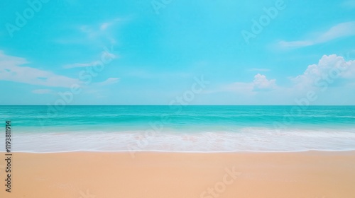 Stunning Aerial View of Tropical Island Beach with Turquoise Waters and Clear Blue Sky in Phuket, Thailand, Ideal for Travel and Nature Scenes in Stock Photography