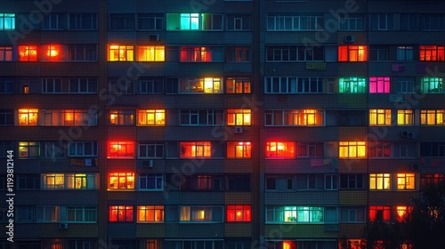 apartment with colorful lights
