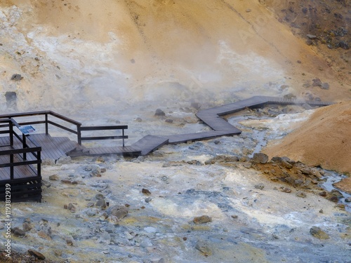 Geothermal field of Seltun within volcanic system Krysuvik on Reykjanes peninsula. Iceland photo