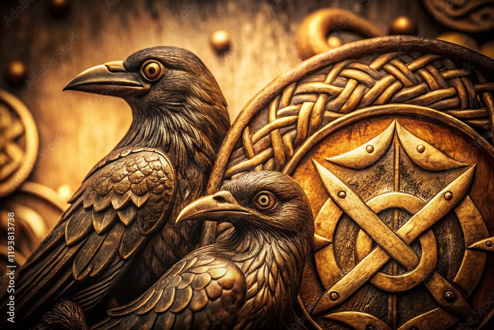 Fototapeta premium Vintage Style Photo of Odin's Symbol: Mythological Norse Rune Magic