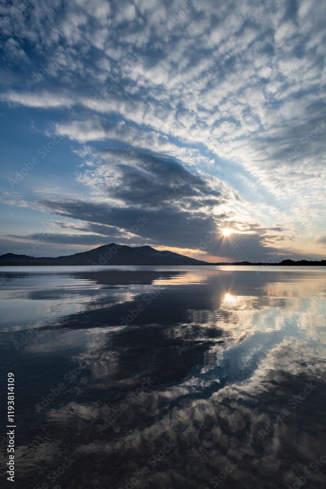 Ireland, Lough Leane. Sunset reflections on lake. Ireland, Lough Leane. Sunset reflections on lake.