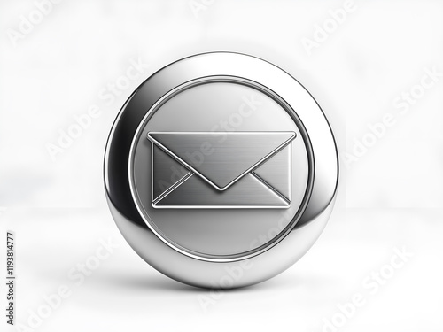 Metallic mail icon with a sleek, silver finish, suitable for email or communication themes. Generative AI photo