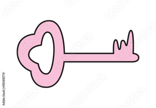 Pink key isolated vector illustration