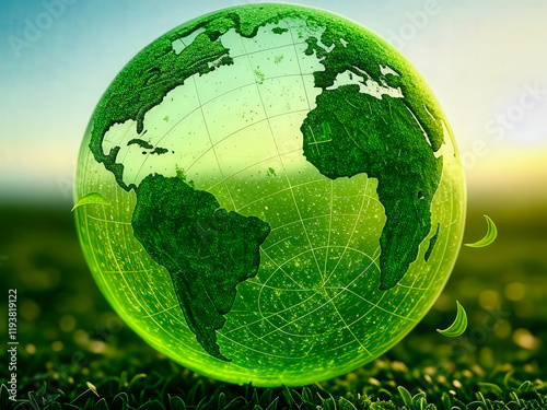 Sustainable World Concept Featuring Earth Covered in Lush Green Grass