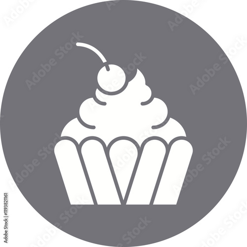 Cream Cupcake icon single vector illustration
