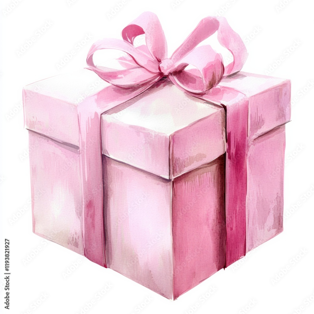 Obraz premium pink illustrations gift present on isolated white background 