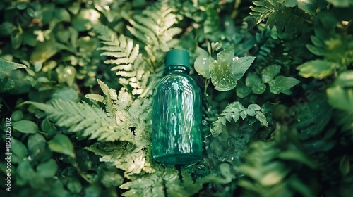 Stylish Green Skincare Bottle photo