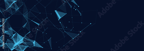 Abstract illustration with connected dots and lines. Digital network background. The concept of science, technology. Vector illustration