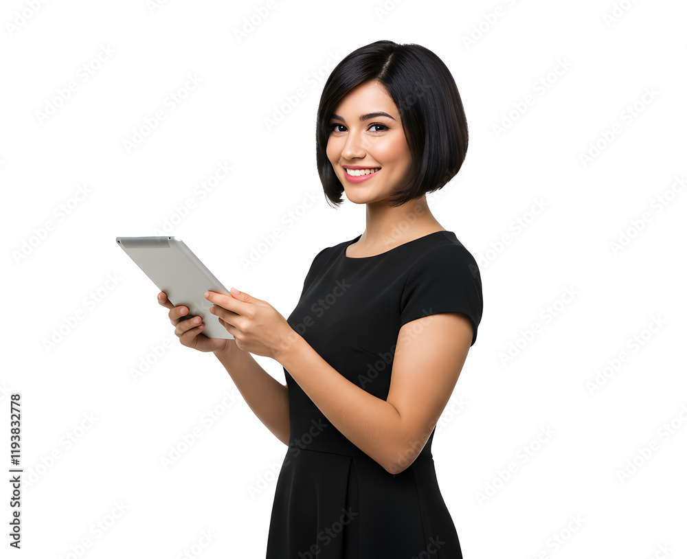Beautiful smiling woman holding a tablet computer. Beautiful smiling woman holding a tablet computer.