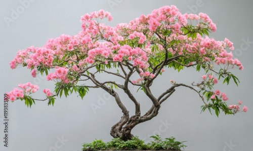 Albizia julibrissin Lenkoran acacia silk tree in full bloom , trees, branches photo