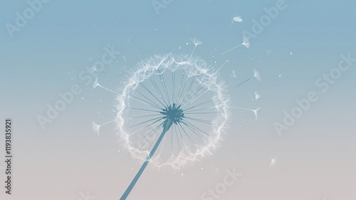 Dandelion Seeds Blowing in Wind