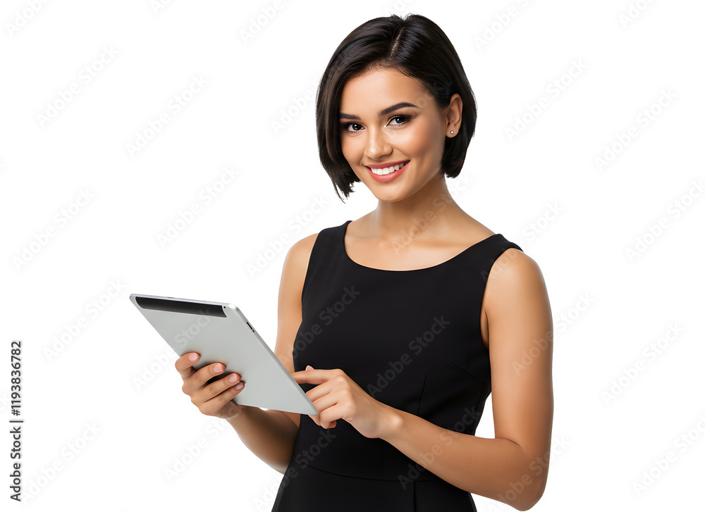 Beautiful smiling woman holding a tablet computer. Beautiful smiling woman holding a tablet computer.