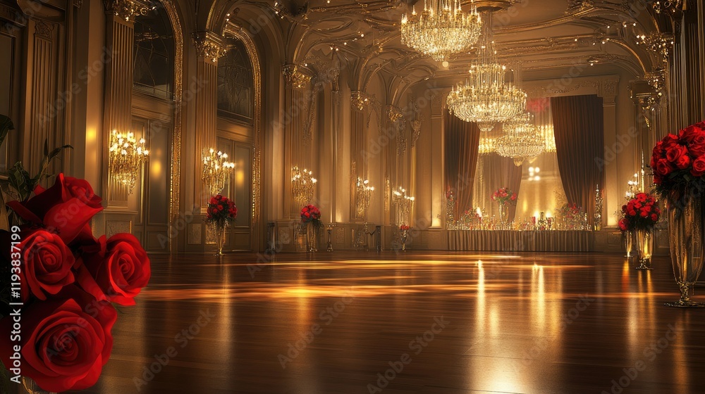 Fototapeta premium Grand Ballroom Elegance: A Luxurious Setting for a Special Event