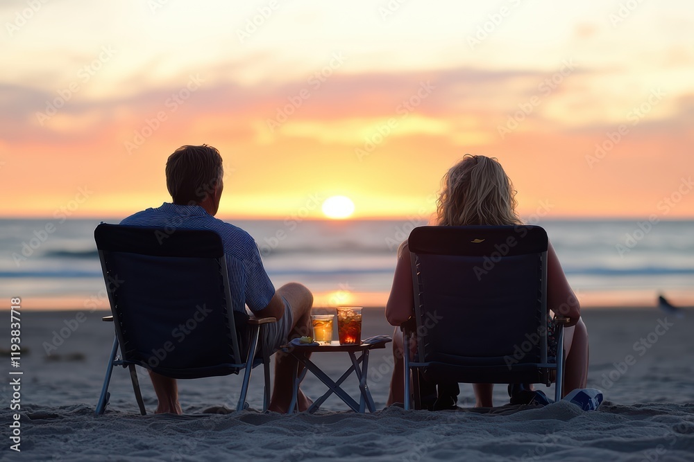 Obraz premium Sunset Serenity A Beachside Escape