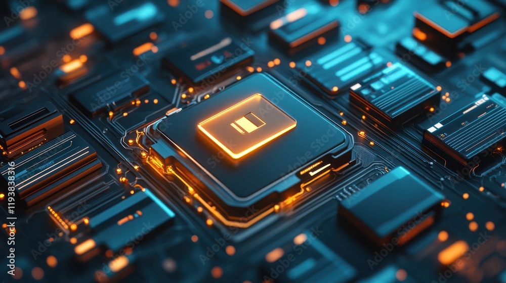Futuristic Microchip: A Close-Up Look at Advanced Technology Futuristic Microchip: A Close-Up Look at Advanced Technology