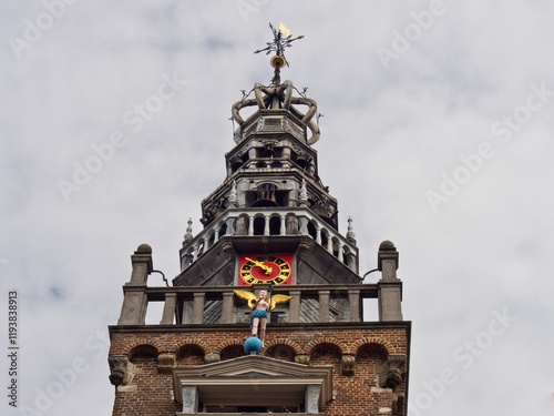 Fotografie The Museum de Speeltoren (bell tower) in the quaint historical Dutch village of Monnickendam