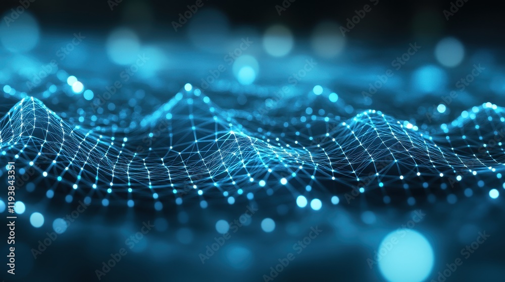 Abstract Blue Digital Network Wave Data Visualization Abstract Blue Digital Network Wave Data Visualization