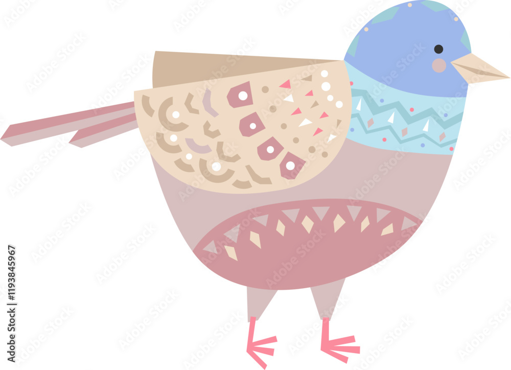 Paper Cut Bird With Scandinavian Ornament Paper Cut Bird With Scandinavian Ornament