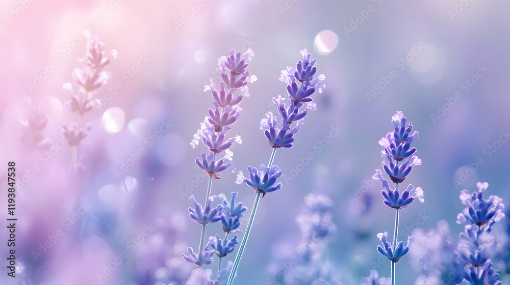 Fototapeta premium Delicate Lavender Blossoms with Soft Bokeh and Dreamy Light Effects
