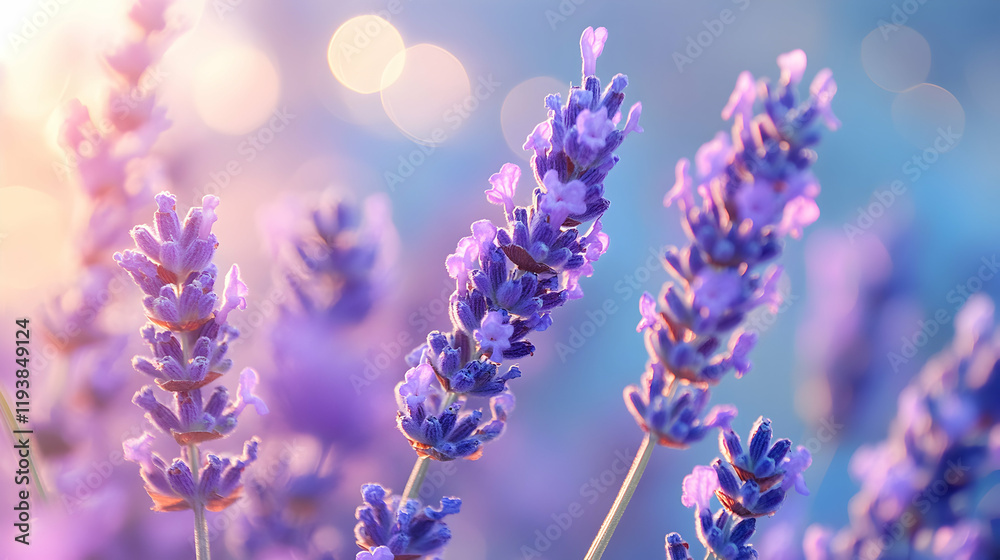 Obraz premium Close-Up of Beautiful Lavender Flowers with Soft Background Light