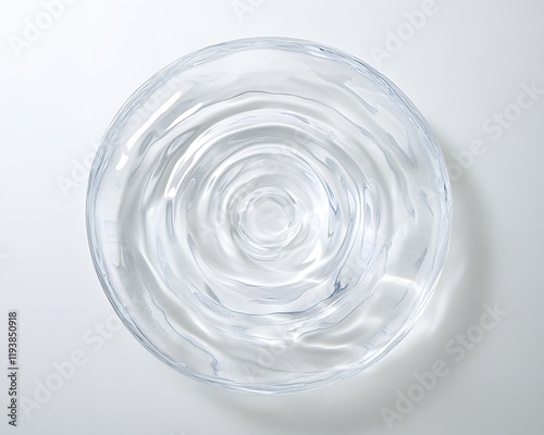 Clear Glass Bowl with Concentric Ripples